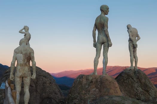 El Torno, Spain - Jan 21st, 2024: Mirador de la Memoria. El Torno, Caceres, Jerte valley viewpoint. Sculpted by Francisco Cedenilla Carrasco, 2009