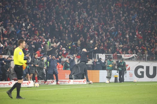 Coach Christian Streich (SC Freiburg) really freaks out after the 3:2 at the final whistle in the game of the 1. FBL: 23-24: 18 Sptg. SC Freiburg - TSG 1899 Hoffenheim  DFL REGULATIONS PROHIBIT ANY USE OF PHOTOGRAPHS AS IMAGE SEQUENCES AND/OR QUASI-VIDEONann  Photo: Joachim Hahne/johapress