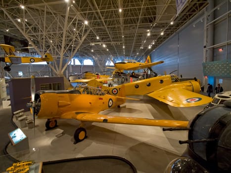 Berlin, Germany - June 19, 2018: Aviation History Museum in Berlin. Exhibits of old aircraft, single copies and serial samples