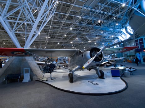 Berlin, Germany - June 19, 2018: Aviation History Museum in Berlin. Exhibits of old aircraft, single copies and serial samples