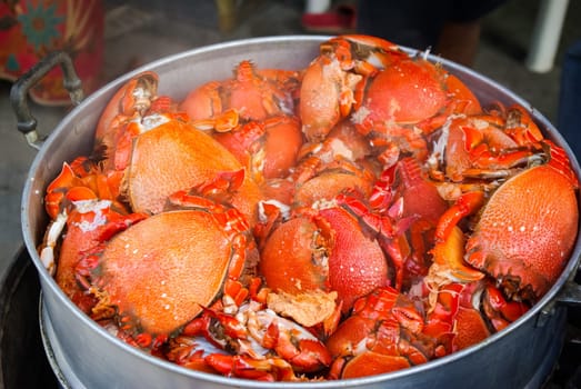 boiled sea crab. Red from cooking crab - a dish of Thailand cuisine.