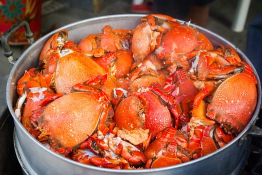 boiled sea crab. Red from cooking crab - a dish of Thailand cuisine.