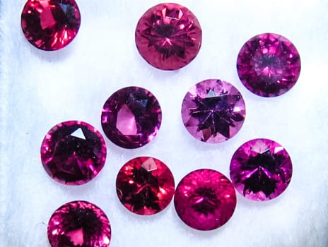 Crowned gemstones. Rubies, precious stones in processing