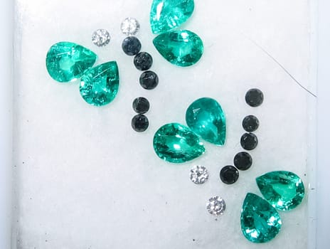Crowned gemstones. Rubies, precious stones in processing