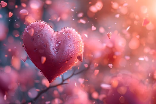 Images for making backgrounds for greeting cards or presentations about fragile love. The illustration filled with little hearts. Spread the whole picture The overall color tone of the image is pink.