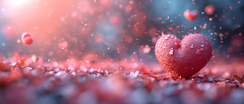 Images for making backgrounds for greeting cards or presentations about fragile love. The illustration filled with little hearts. Spread the whole picture The overall color tone of the image is pink.