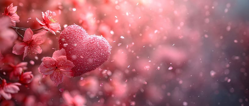 Images for making backgrounds for greeting cards or presentations about fragile love. The illustration filled with little hearts. Spread the whole picture The overall color tone of the image is pink.