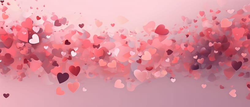 Images for making backgrounds for greeting cards or presentations about fragile love. The illustration filled with little hearts. Spread the whole picture The overall color tone of the image is pink.