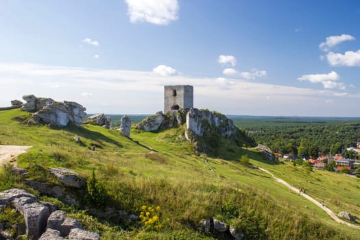 Ruins of medieval castle in Olsztyn -  Eagle's Nest Trail in Bobolice in Poland