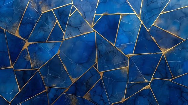 abstract geometric blue and gold background. generated by ai