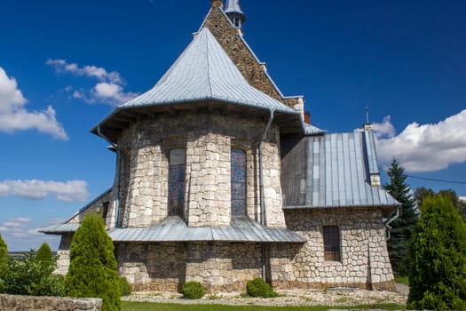 A lone stone Christian church in Poland, Europe