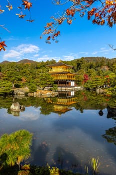 background of Kinkakuji temple in kyoto city