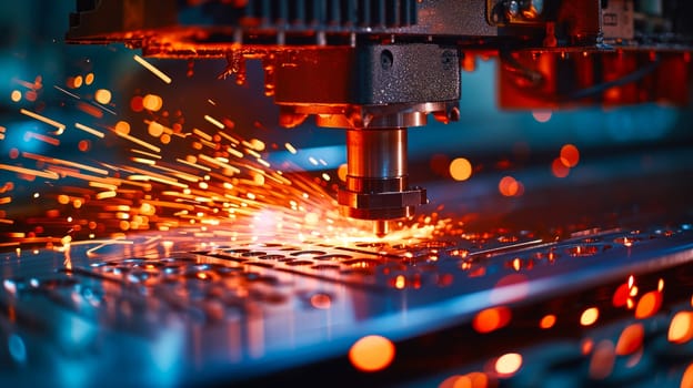 cnc laser-cutting machine background in action. generated by ai