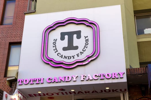 TOKYO/JAPAN - November 21 2023: sign of the famous Totti Candy Factory in Harajuku