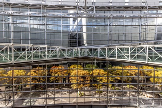 TOKYO/JAPAN - Dicembrer 01 2023:detail of the Tokyo International Forum window