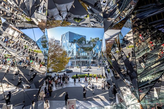 TOKYO/JAPAN - November 21 2023:wide-angle view of the mirrored interior of Tokyu Plaza Omotesando