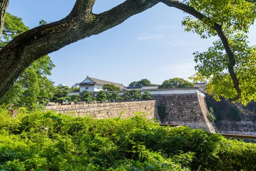 Osaka, Japan: August 20, 2020: Ancient Samurai Castle of Himeji, or Osaka castle. Japan.