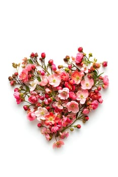 Heart of small roses isolated on white. Valentine's day card.