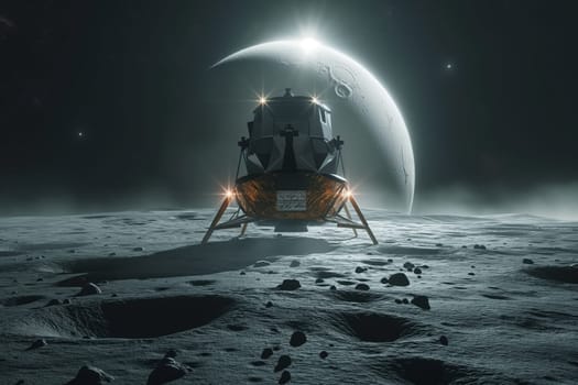 The spacecraft landing on a planetary satellite or uninhabited planet