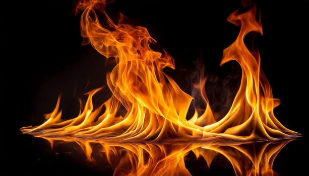 Fire flames on a black background. AI generated