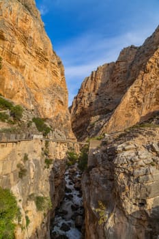 Caminito Del Rey, Spain, October 19, 2023: Visitors Walking Along the Worlds Most Dangerous Footpath Reopened in May 2015. Ardales, Spain.