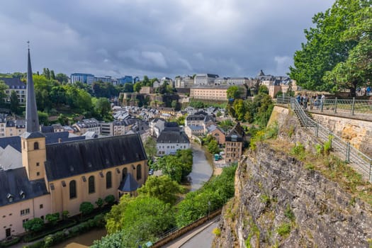 Luxembourg: August 1, 2023. View of the old town of Luxembourg City. Luxembourg