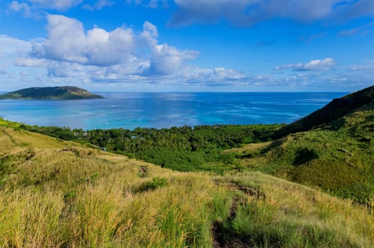 Top view of Nacula island, Yasawa island group, Fiji, South Pacific islands