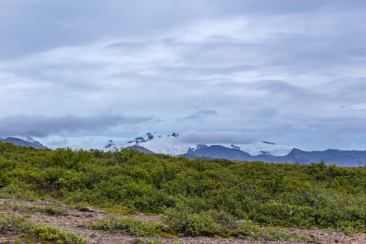 landscape with snow in the mountains in Iceland