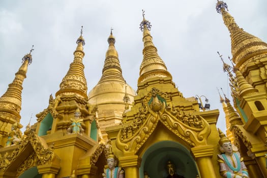 Yangon, Myanmar: 17 August 2020: The Shwedagon Pagoda. Shwedagon Pagoda is the most sacred Buddhist pagoda in Myanmar.