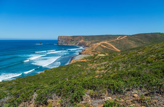 Cliffs in the Algarve West Coast, near Sagres, Portugal