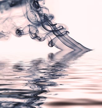 colored rays of smoke, abstract in white background