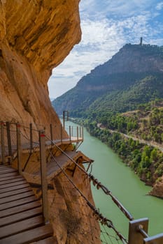 Royal Trail Also Known as El Caminito Del Rey - Mountain Path Along Steep Cliffs in Gorge Chorro, Andalusia, Spain