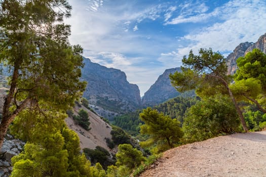 Royal Trail Also Known as El Caminito Del Rey - Mountain Path Along Steep Cliffs in Gorge Chorro, Andalusia, Spain