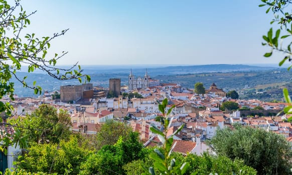 Portalegre, panorama over the historic center, remains of the medieval castle and Se Cathedral, Portugal, Alentejo region