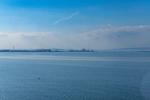 Tagus morning with fog, in Moita, near Lisbon, Portugal
