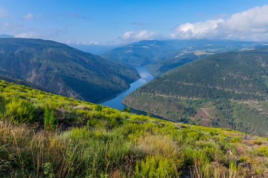 Water reservoir close to Grandas de Salime, beautiful landscape along the Camino de Santiago trail, Asturias, Spain