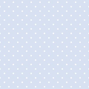 Seamless vector pattern with white polka dots on a sweet pastel blue background. For web design, desktop wallpaper, card, invitation, wedding, baby shower, album, background, decoration or scrapbook