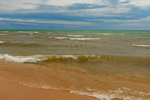 Crashing Waves and a Stormy Sky on Lake Michigan