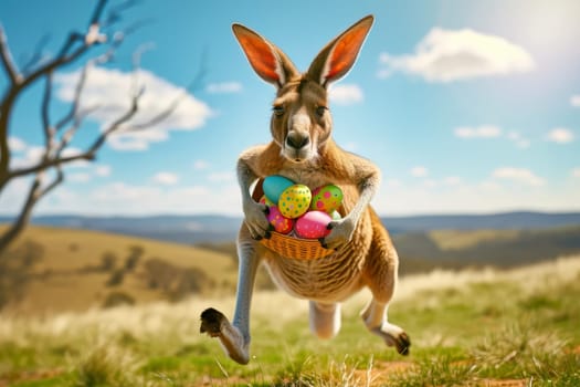 Funny image of a easter egg with colorful easte eggs