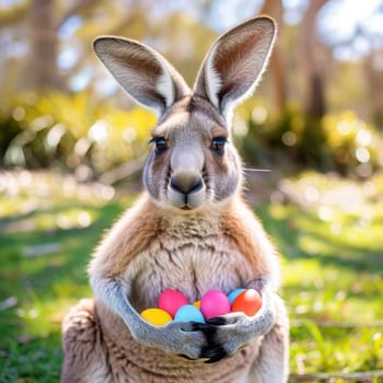Funny image of a easter egg with colorful easte eggs