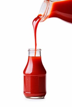 Pouring tasty red ketchup banner. Organic sauce fresh tomato meal. Generate Ai