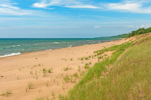 Beach Grasses on Dunes on a Sandy Beach on Lake Michigan Near Montague, Michigan