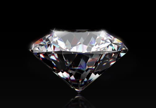 Dazzling diamond on black background