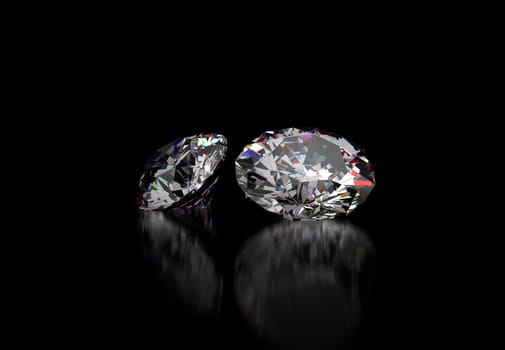Dazzling diamond on black background