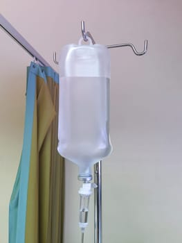 saline bag in emergency room at hospital