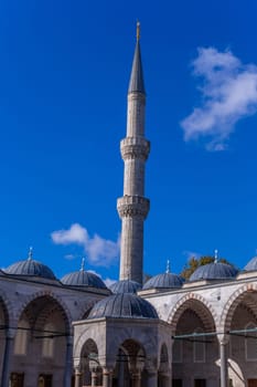 Detail of the Sultan Ahmed Mosque, known as the Blue Mosque is an historic mosque in Istanbul. It was built from 1609 to 1616