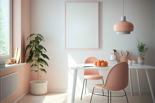 Home interior poster mock up with vertical frame - wall mockup interior. Wall art. 3d rendering, 3d illustration