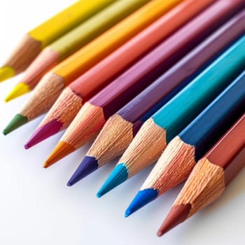 colored pencils on a clean white background .