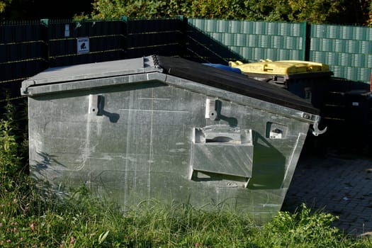 Silver metal waste container, Germany