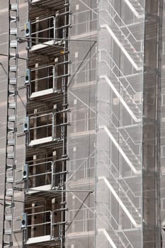 Scaffolding, house facade, shell construction, residential building, Bremen, Germany